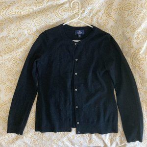 black cashmere cardigan women Lands' End size S/P 6-8